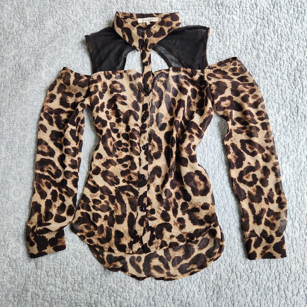 English Rose Sheer Animal Print Blouse, Size Small $5 For $25